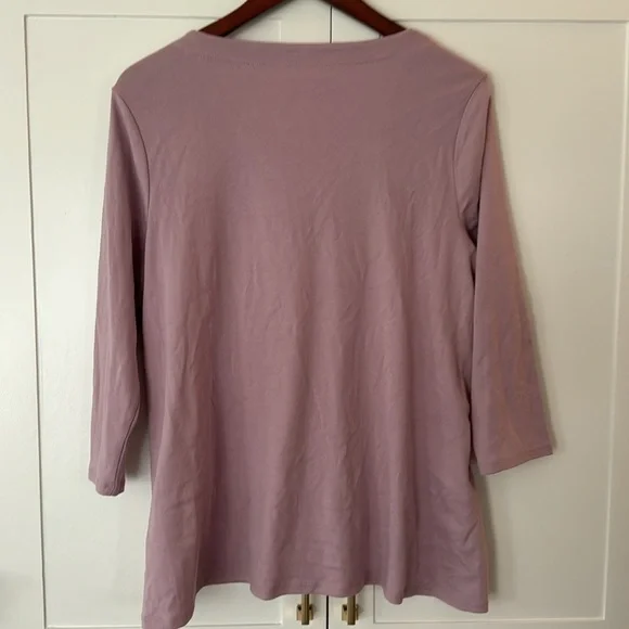 JJill 100% Pima Cotton Mauve Color 3/4 Sleeve, Top — Large - Picture 5 of 5